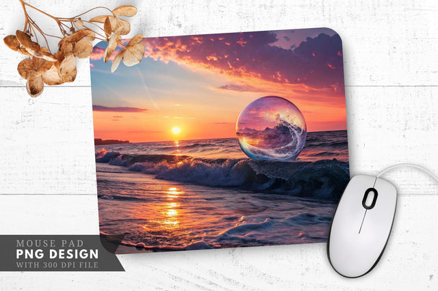 Crystal Orb Sunset Reflections Mouse Pad Sublimation Regulrcrative 