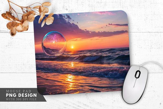 Crystal Orb Sunset Reflections Mouse Pad Sublimation Regulrcrative 
