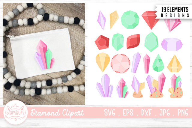 Crystal Stone Illustration | Gemstone Clipart Bundle SVG dapiyupi store 