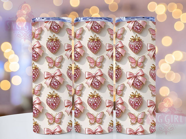 Crystal Strawberry Glam 20oz Tumbler, Crystal Design, Strawberry Pattern, Glam Style, Sublimation Wrap, 20oz Tumbler, Elegant Aesthetic, Fashion Theme Sublimation SvggirlplusArt 