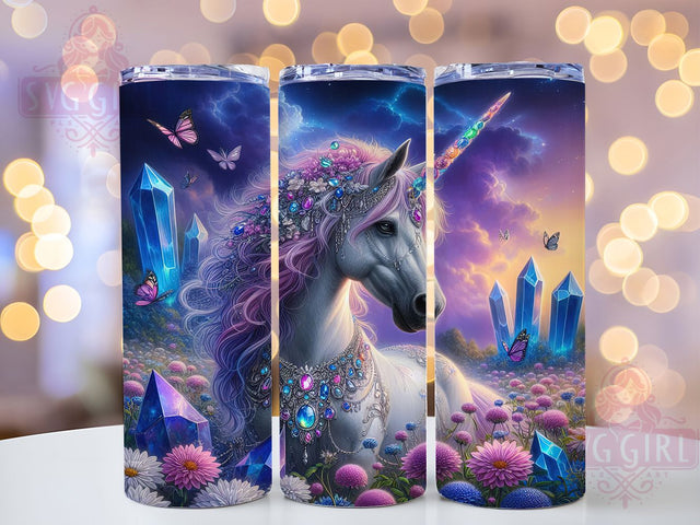 Crystal Unicorn Fantasy Tumbler Wrap, Gem Unicorn, Magical Creature, 20Oz Tumbler, Sublimation Design, Fantasy Wrap, Enchanted Gift Sublimation SvggirlplusArt 