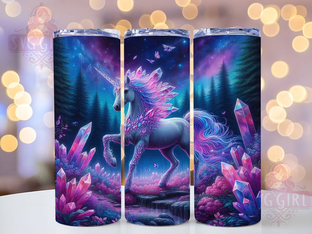 Crystal Unicorn Fantasy Tumbler Wrap, Gem Unicorn, Magical Creature, 20Oz Tumbler, Sublimation Design, Fantasy Wrap, Enchanted Gift Sublimation SvggirlplusArt 
