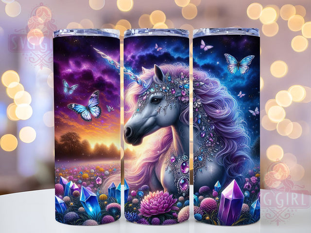 Crystal Unicorn Fantasy Tumbler Wrap, Gem Unicorn, Magical Creature, 20Oz Tumbler, Sublimation Design, Fantasy Wrap, Enchanted Gift Sublimation SvggirlplusArt 