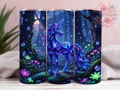 Crystal Unicorn Forest 20oz Tumbler, Unicorn Design, Crystal Theme, Fantasy Forest, Mystical Style, Whimsical Charm, 20oz Wrap, Sublimation Tumbler Sublimation Li Zamperini 
