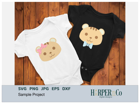Cub with Bows and Flowers SVG PNG Cut EPS File SVG HarperNCo 