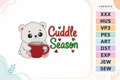 Cuddle Season Bear with Cocoa Christmas Embroidery Design Embroidery/Applique DESIGNS sg embroidery 