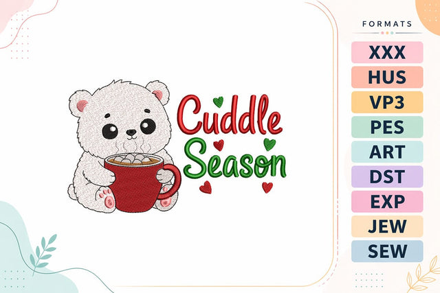 Cuddle Season Bear with Cocoa Christmas Embroidery Design Embroidery/Applique DESIGNS sg embroidery 
