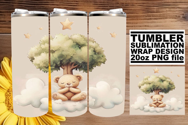 Cuddly Teddy Bear Sublimation Tumbler Wrap - Cute Charms Sublimation afrosvg 