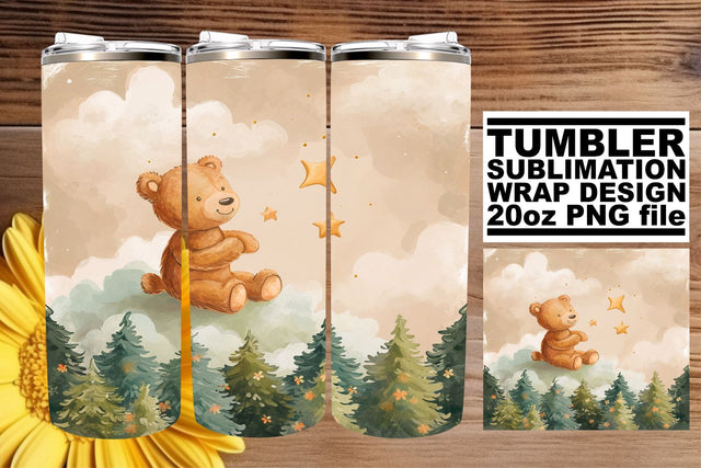 Cuddly Teddy Bear Sublimation Tumbler Wrap - Cute Sublimation afrosvg 