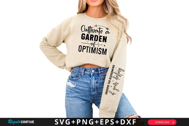 Cultivate a garden of optimism Sleeve SVG Design, Inspirational sleeve SVG, Motivational Sleeve SVG Design, Positive Sleeve SVG SVG Regulrcrative 