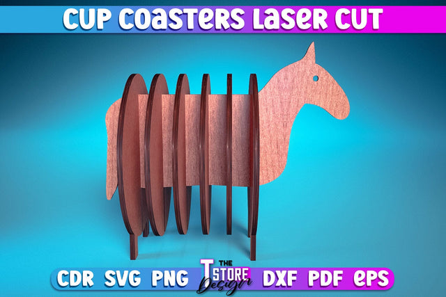 Cup Coasters Laser Cut | Kitchen Laser Cut Design | CNC Files SVG The T Store Design 