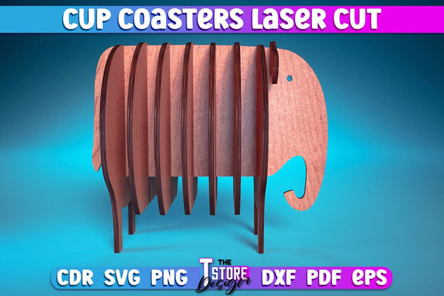 Cup Coasters Laser Cut | Kitchen Laser Cut Design | CNC Files SVG The T Store Design 