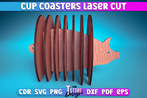Cup Coasters Laser Cut | Kitchen Laser Cut Design | CNC Files SVG The T Store Design 