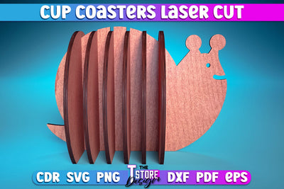 Cup Coasters Laser Cut | Kitchen Laser Cut Design | CNC Files SVG The T Store Design 