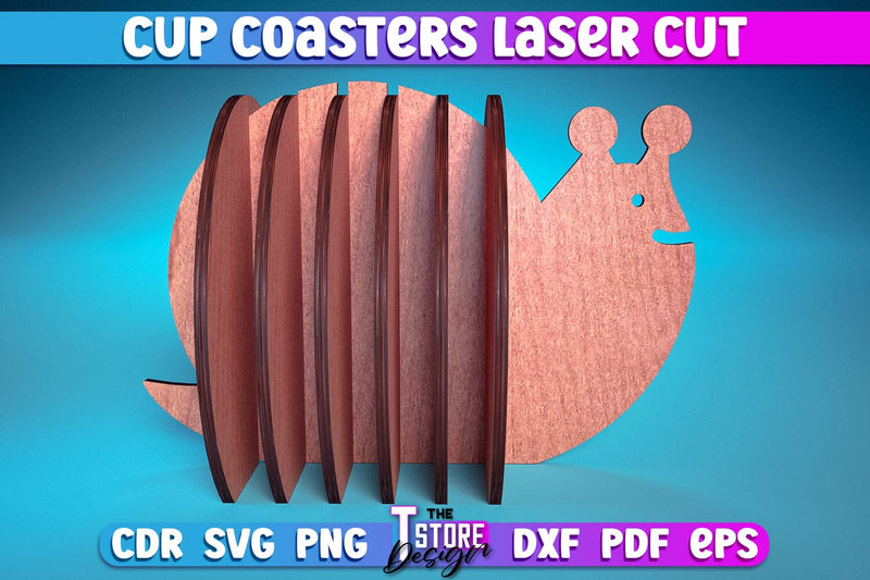Cup Coasters Laser Cut | Kitchen Laser Cut Design | CNC Files SVG The T Store Design 