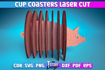 Cup Coasters Laser Cut | Kitchen Laser Cut Design | CNC Files SVG The T Store Design 