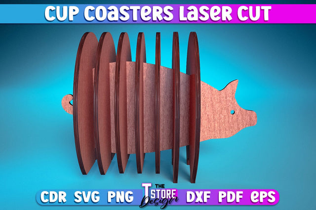 Cup Coasters Laser Cut | Kitchen Laser Cut Design | CNC Files SVG The T Store Design 