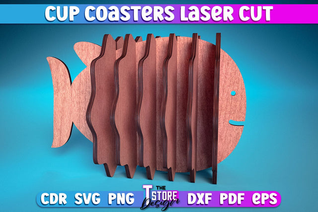 Cup Coasters Laser Cut | Kitchen Laser Cut Design | CNC Files SVG The T Store Design 