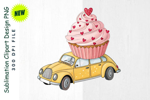 Cupcake Car with Heart Toppings Sublimation Clipart Sublimation Regulrcrative 