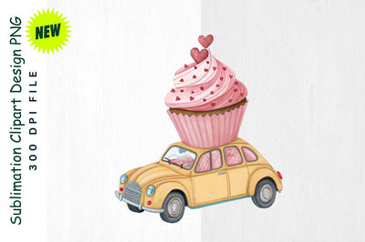Cupcake Car with Heart Toppings Sublimation Clipart Sublimation Regulrcrative 