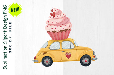 Cupcake Car with Heart Toppings Sublimation Clipart Sublimation Regulrcrative 