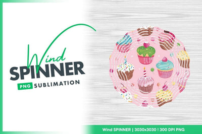 Cupcake theme wind spinner round sublimation design Sublimation Regulrcrative 