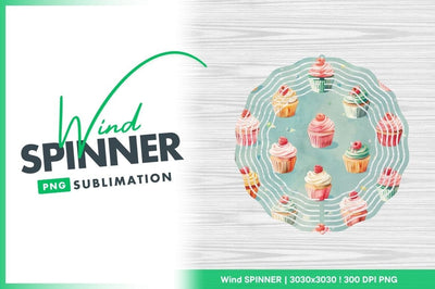 Cupcake wind spinner round sublimation design Sublimation Regulrcrative 