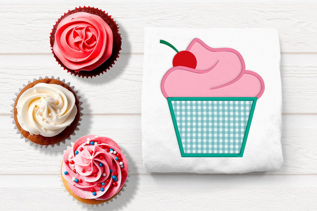 Cupcake with Cherry Applique Embroidery Embroidery/Applique DESIGNS Designed by Geeks 