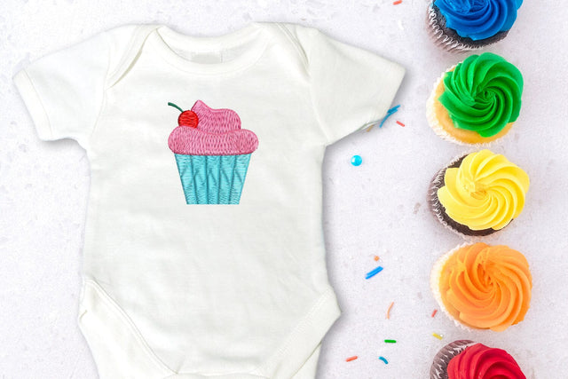 Cupcake with Cherry Mini Embroidery Embroidery/Applique DESIGNS Designed by Geeks 