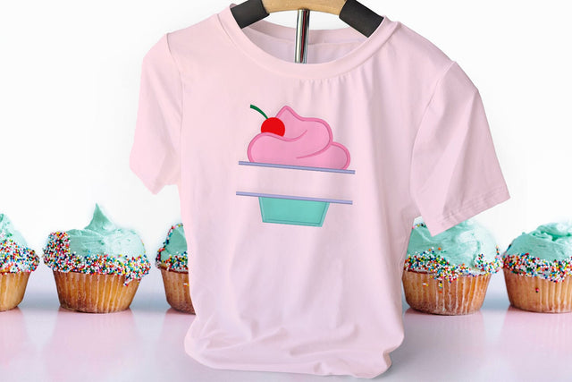 Cupcake with Cherry Split Applique Embroidery Embroidery/Applique DESIGNS Designed by Geeks 