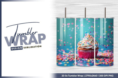 Cupcake with sprinkles tumbler png background party Sublimation Regulrcrative 
