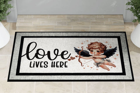 Cupid Love Lives Here Doormat Design, Digital PNG Download Sublimation BijouBay 
