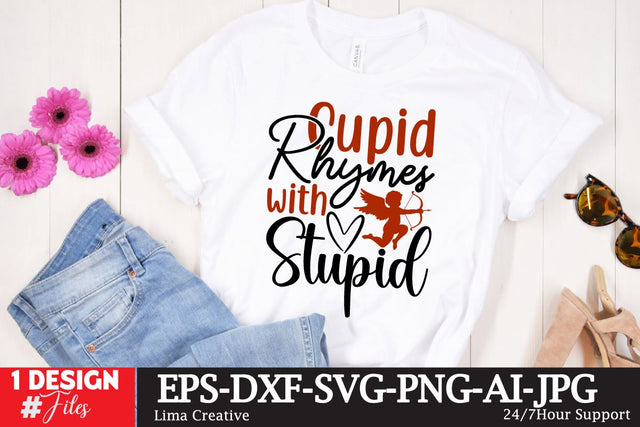 Cupid Rhymes With Stupid SVG Cut File, Happy Valentine's Day, Valentine's Day SVG Quotes, Valentine's Day Sublimation PNG, Valentne's Day T-shirt Design, Valentine's Day SVG Insomnia Std 