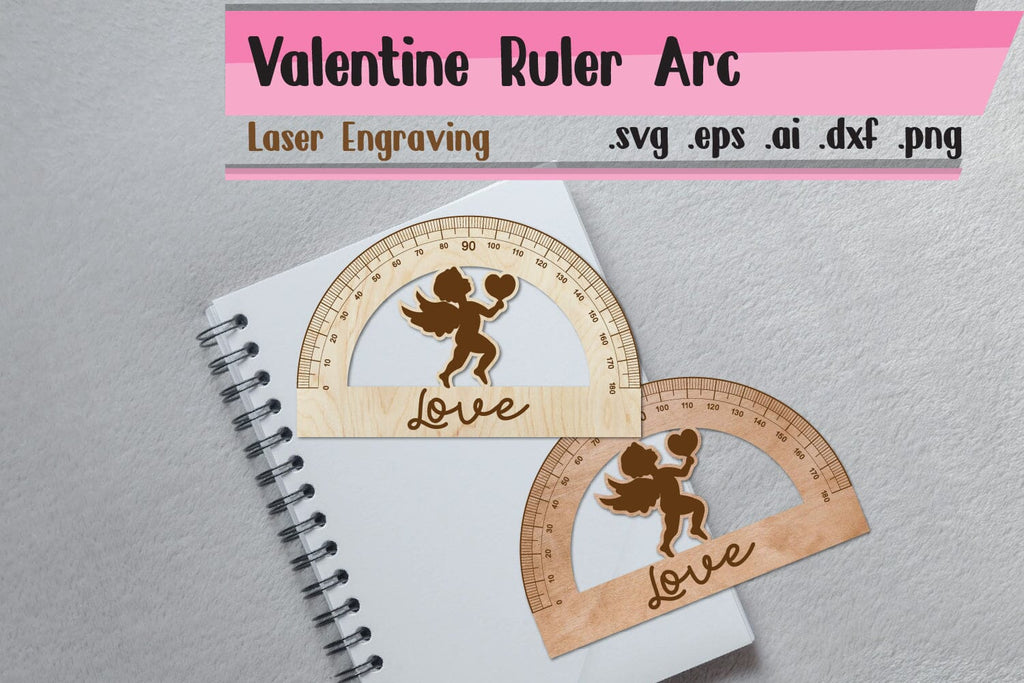 Cupid Ruler Arch - Ruler Protactor - Wooden Ruler - So Fontsy