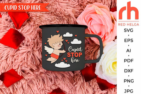 Cupid Stop Here SVG, Valentine’s Day Door Sign Cut File SVG RedHelgaArt 