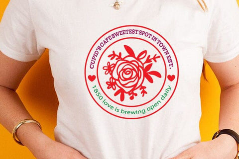 Cupids cafe sweetest spot in town est 1850 love is brewing open daily SVG Angelina750 