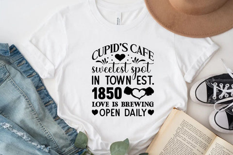 Cupids cafe sweetest spot in town est 1850 love is brewing open daily SVG Angelina750 