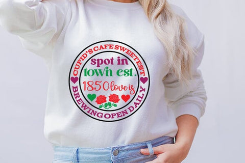 Cupids cafe sweetest spot in town est 1850 love is brewing open daily SVG Angelina750 