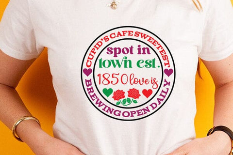 Cupids cafe sweetest spot in town est 1850 love is brewing open daily SVG Angelina750 