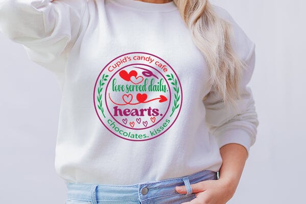 Cupids candy cafe love served daily heart chocolates kisses SVG Angelina750 