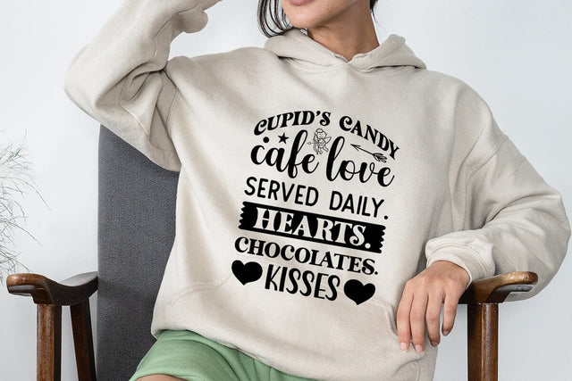 Cupids candy cafe love served daily hearts chocolates kisses SVG Angelina750 