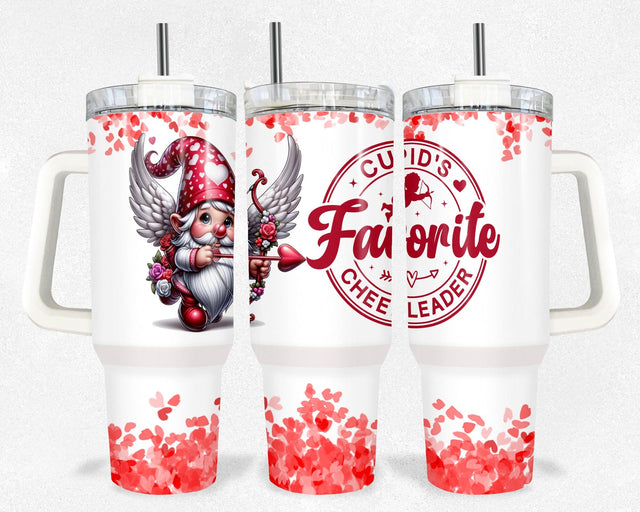 Cupid's Favorite Cheerleader Gnome Valentine 40oz Tumbler Wrap Sublimation BijouBay 