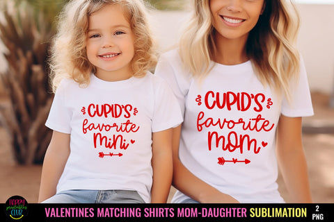 Cupid's Favorite Mom-Mini I Valentines Matching Shirts PNG Sublimation Happy Printables Club 