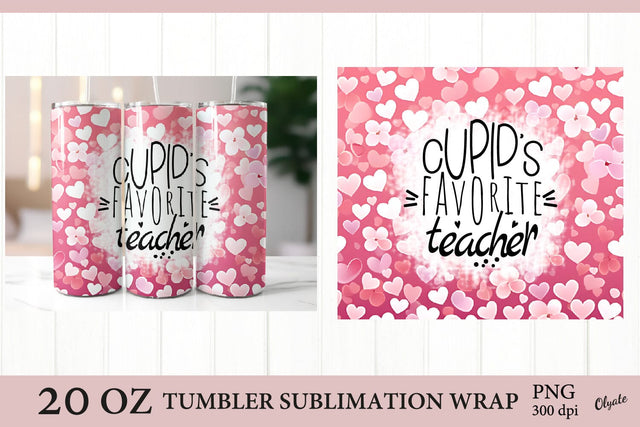 Cupids Favorite Teacher. Teacher Tumbler Wrap PNG Sublimation Olga Terlyanskaya 