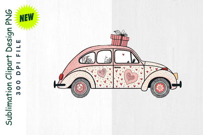 Cupid's Ride Car with Heart Designs Sublimation Clipart Sublimation Regulrcrative 