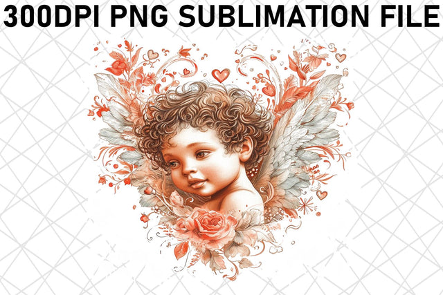 Cupid's Romantic Reverie: Watercolor Sublimation Sublimation afrosvg 