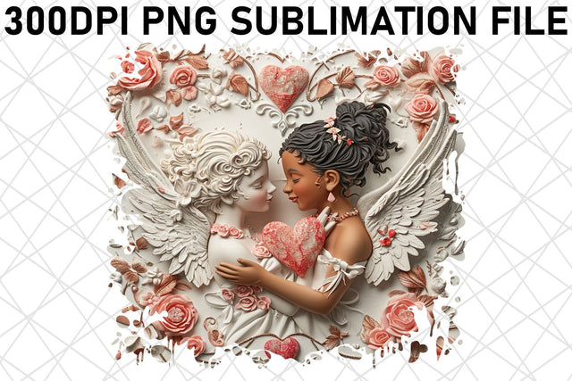 Cupid's Romantic Reverie: Watercolor Sublimation Sublimation afrosvg 