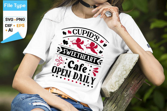 Cupid's Sweetheart Cafe Open Daily SVG Design, Anti Valentine's Day SVG Design, Funny Valentines quotes, SVGs,Quotes and Sayings,Food & Drink,On Sale, Print & Cut SVG DesignPlante 503 