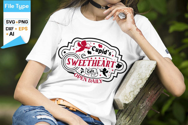 Cupid's Sweetheart Cafe Open Daily SVG Design, Anti Valentine's Day SVG Design, Funny Valentines quotes, SVGs,Quotes and Sayings,Food & Drink,On Sale, Print & Cut SVG DesignPlante 503 
