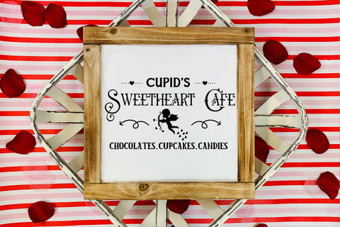Cupid's Sweetheart Cafe SVG I Farmhouse Valentine Sign SVG SVG Happy Printables Club 